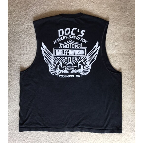 Harley-Davidson Mens Size 2XL T-Shirt Black Sleeveless Eagle Engine Motorcycle - Picture 2 of 12